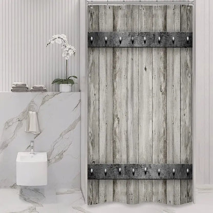 Gray Wood Texture Shower Curtain for Rustic Bathroom